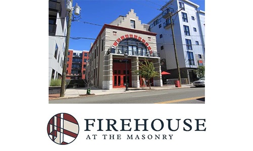 Firehouse a logo and a fire department photo